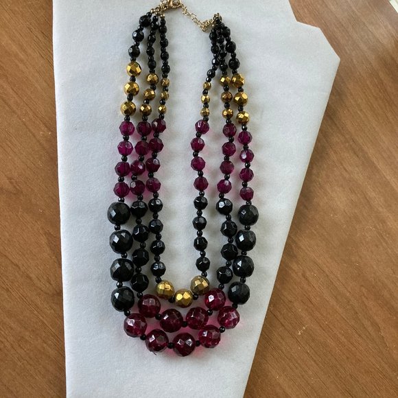 Gorgeous Vintage 3 Strands Beaded Choker - Picture 1 of 3